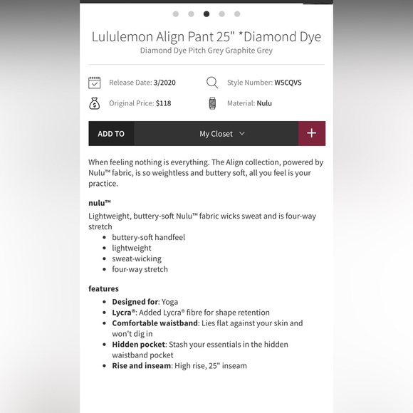 Lululemon Align Pant 25” Diamond Dye-EUC!!! - Picture 13 of 13